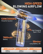 aokway Car Vacuum Portable Cordless 20000PA Powerful Suction, 7800mAh Mini Vacuum Cleaner for Car, Electric Air Duster & Blower, Mini Handheld Vacuum 4-in-1 Rechargeable for Home, Office Desk Cleaning
