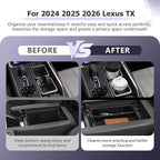 LUWU 2025 2026 Lexus TX Accessories Compatible with 2024-2026 Lexus TX350/TX500/TX550 Center Console Organizer Armrest Console Organizer & Front Center Console Cup Holder Mat 3PCS