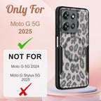 for Moto G 2025 Case Women - Compatible with MagSafe Cute Girls Magnetic Protective Phone Cover Cool Fun Unique Leopard Heavy Duty Shockproof Design for Motorola Moto G 5G 2025 Cases