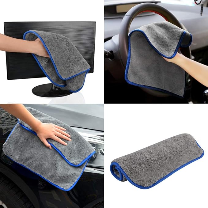 Microfiber Towels for Cars, Healsell Car Drying Towel, Premium Professional Soft Microfiber Drying Towel, 1200 GSM Ultra Thick - Lint Free Microfiber Car Towels 16'' x 16'' (3 Pack)