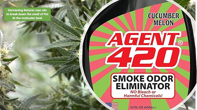 Agent 420 Odor Eliminator Trigger Spray, Cucumber Watermelon, 22 oz — Tea Tree Oil Breaks Down Smoke at the Molecular Level