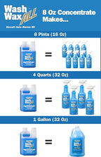 Wet or Waterless Car Wash Wax 8oz Concentrate [Makes 1 Gallon of Wash Wax ALL] Aircraft Quality for Car, RV, Boat, Motorcycle Use Anywhere, Anytime, Home, Apartments, School, Garage, Parking Lots