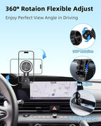 PZK Car Phone Holder for Hyundai Elantra 2021-2025 2026 SE/SEL/Sport/Limited/N Line Accessories for 8-Inch/10.25-Inch Screen Magnetic 15W Fast Wireless Charger Phone Mount 360° Rotating Extension Rod