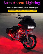 YM E-Bright Car Led Strip Lights Cuttable Underglow Led Ambient Lighting for Motorcycle Trucks Van Boat Golf Cart Interior Exterior Waterproof IP68 24inch 60CM 72SMD 12v,Red(Pack of 4)