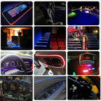 3m/9.8ft 5m/16ft Car Home LED Strip Ambient Light 2mm Plastic Optic Fiber Cable Skirt Tube Kit with 12V LED Light Source Illuminator (Yellow,3m/9.8ft)