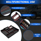Autorder Center Console Organizer for 2014-2021 Toyota Tundra Accessories Armrest Storage Box Secondary Insert Full Tray with Red/Blue/Black Silicone Pads