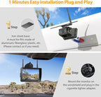 Dual RV Magnetic Wireless Backup Camera 7" HD 1080P Reverse Camera with Long Battery Life Rechargeable, Night Vision, IP69 Waterproof Back Up Camera for Cars Hitching Gooseneck Horse Trailer(CT7-2)