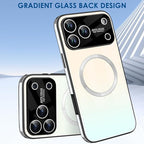 Guppy Compatible with iPhone 17 Pro Magnetic Case, with Full Camera Lens Protector [Compatible with MagSafe] Scratch Resistant Gradient Glass Back Cover Phone Case-White