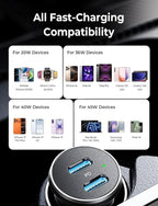 LISEN 90W USB C Car Charger USB C Fast Charge, 45W PD&QC 3.0 Fast Car Charger for Samsung S26 S25, Cigarette Lighter USB Charger Adapter for iPhone 17 16 15 Pro Max [Metal&Mini] RV Car Electronics