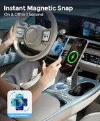 Dual Cup Phone Holder for Car, Cup Mount, Holds 2 Phones Simultaneously, Qi2.2 Max 25W Fast Wireless Car Charger Phone Mount, Compatible with MagSafe ＆ All 4.0-7.0 Inch Smartphones