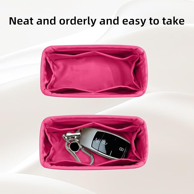 DGAZ Silk Purse Organizer Insert Fits LV Speedy 16/20/25/30/35/40/45 bags，Silky Smooth Bag Organizer，Luxury Handbag & Tote Shaper(Rose pourpre,New nano 16)