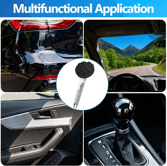 XANGNIER Flow Tire Shine Applicator,Reusable Car&Truck Tire Gel Dressing Applicator,No-Drip Tires Shine Sponge Brush with Replacement Wave Pad,Professional Car Detailing Cleaning Supplies Tool