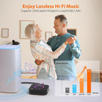 1Mii B06S+ LDAC Bluetooth 5.3 Receiver for Home Stereo Hi-Res Music Streaming, Hi-Fi Wireless Audio Adapter with aptX HD/LL, Long Range, Volume Control, RCA/3.5mm AUX Outputs
