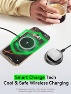 THREEKEY 2 Pack 15W Qi2 Certified Magnetic Wireless Charger 6.6ft Cable, Fast Charging Pad for iPhone 17-12&Airpods Series(20W Adapter Included)