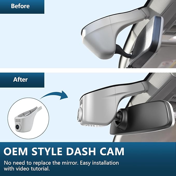 Mangoal 4K Dash Cam Custom fit for Volkswagen Tiguan 2018-2024 Gen2 AD/BW (Model A Gray), Integrated OEM Look, UHD 2160P Video, App & WiFi, Loop Recording, Easy to Install, GPS, 64GB Card