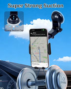 Wireless Car Charger Mount with Air Vent Clip & Suction Base, 15W Fast Auto-Clamping Charging Phone Holder for iPhone 17/16/15/14, Samsung S24/S23, etc.(Black)