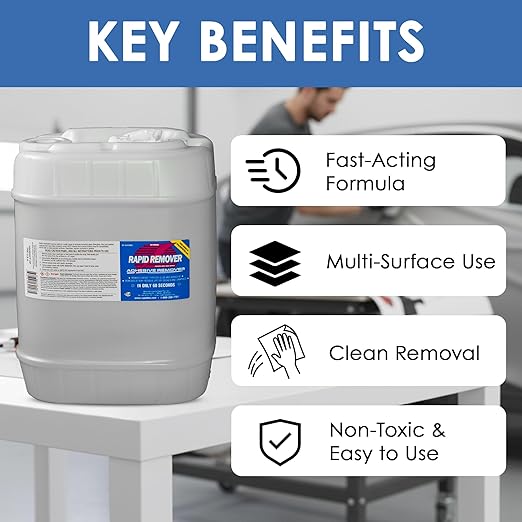 Rapid Remover Adhesive Remover 640 oz | Removes Most Adhesives in 30–60 Seconds | Safe Water-Soluble Formula | Cold Weather Ready | for Vinyl Wraps, Graphics, Decals, and Stripes