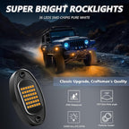 GSRECY Rock Lights Ultra Bright LED Neon Underglow Lights Waterproof for Trucks Pickup SUV UTV ATV RZR Car Boats Motorcycle (Yellow, 4 Pods)