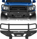 Hooke Road Tacoma Front Bumper Grille Brush Guard for 2005-2011 Toyota Tacoma 2nd Gen Pickup, Steel Push Bull Bar with Winch Plate & LED Lights, Full-Width Off Road Protection