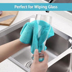 HOMEXCEL Microfiber Cleaning Cloth,150 Pack Cleaning Rags, Cleaning Towels with 4 Color Assorted,11.5"X11.5" Shop Towels (Green/Blue/Yellow/Pink)