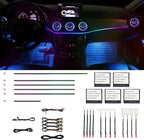 HMYC Car Interior Ambient Lights,18 in 1 128 Colorful LED Acrylic Fiber Optic Strip,Universal Multiple Modes Decoration Atmosphere with Music Sync Rhythm,APP Control,RGB Neon Lighting for All Cars