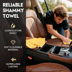 ARTIPOLY Premium Shammy Cloth for Car Drying 2pk (26”x17”)-Super Absorbent Chamois Towel for Car-Reusable Shammy Towel for Car, Bathroom,Pets, Dust Remove, No Spots/Streak/Scratch