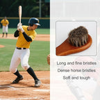 lasuroa 2pcs Baseball Glove Brush, Small Baseball Glove Scrub Horsehair Brushes Gentle Routine Maintenance Horse Hair Bristles Practical Cleaning Supply Accessories for Deep Clean