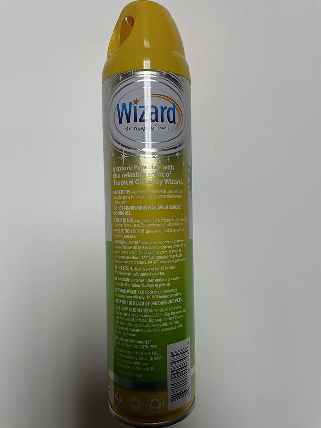 Wizard The Magic of Fresh | Odor Neutralizer & Air Freshener - 10 Oz. Tropical Citrus (Pack of 4) (Packaging May Vary)