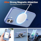 SUPFINE Magnetic for iPhone 16 Case (Compatible with MagSafe) (Military Grade Drop Protection) Slim Translucent Matte Shockproof Phone Cover,Blue Purple