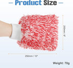 HARFINGTON Microfiber Car Wash Mitts 10" x 8" Scratch Free Wash Gloves Absorbent Double Sided Plush Cleaning Drying Mitts for Car Washing Home Clean Red White