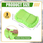 3 Pack Chenille Premium Scratch-Free Microfiber Wash Mitt Car Wash Sponges, Non-Scratch Car Cleaning Sponge Mitts, Ultra-Soft Glove, Swirl-Free Finish, Safe for Trucks, Suvs(Lime Green)
