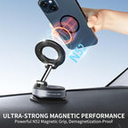 ILKCC Vacuum Suction Magnetic Phone Holder, 2025 Upgraded Vacuum Suction Cup Mount for Magsafe, 360° Adjustable Foldable Portable Magnetic Car Phone Stand for Cars/Gyms/Mirrors/Smooth Surface (Black)