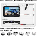 Backup Camera HD 1080P Wired Easy Setup Plug-Play Rear View License Plate Bracket Camera Motion Detection IP69 Waterproof - 4.3 inch Monitor Full Color Clear Night Vision Camere for Car Truck SUV RV