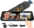 9.66 Inch IPS Mirror Dash Cam 1080P Front 480P Rear Dual Lens Touch Screen Dash Cam Front and Rear 150° Wide Angle Night Vision Loop Recording Reverse Assistance Motion Detection