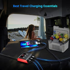 7 in 1 Cigarette Lighter Splitter, SONRU 3 Sockets Cigarette Lighter Splitter with 4 Fast Charging USB Ports, 120W 12V/24V DC Independent Power Switches & LED Voltage Display for All Car Devices
