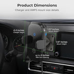 Wireless Magsafe Car Mount Charger - Magnetic Cell Phone Holder with AMPS Plate Mount - Auto Scan & Auto Grip Car Phone Stand - Compatible with Samsung, iPhone, Smartphone- Fast Charger