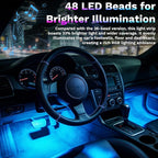 Car Interior Lights, 5V LED Strip Lights with USB Adapter, Ambient Car Lighting Kit, App & Remote Control Music Sync Color Change Strip Lights for SUVs & Trucks (48LED Beads)