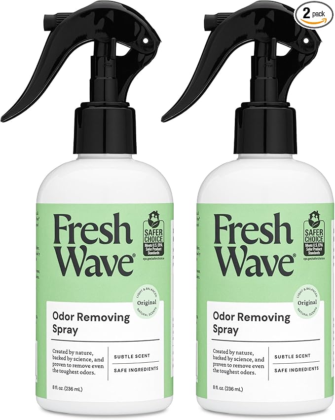Fresh Wave Original Scent Odor Removing Spray, 8 fl. oz. | Pack of 2 | Odor Absorber for Home, Furniture, Fabrics & Trash | Safer Odor Relief