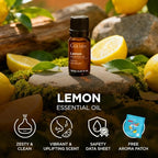 100% Pure Lemon Essential Oil - 0.34 Fl Oz - Lemon Oil for Hair, Skin, Diffuser, Aromatherapy & DIY Candle Making Scent
