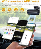 GKU 4K Dash Cam Front, Mini DashCam Includes 64GB Card, Dash Camera Built-in WiFi, 24H Parking Monitor,Night Vision,WDR,170° Wide Angle,Loop Recording,G-Sensor, (Black)