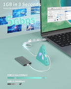 Green 7-Port USB 3.0 Hub,Vertical USB Hub Tower with RGB Lighting & 5Gbps Data Speed, 2FT Cable - Gaming USB Hub Splitter for PC, Desktop, Laptop, PS5, Xbox, Flash Drives