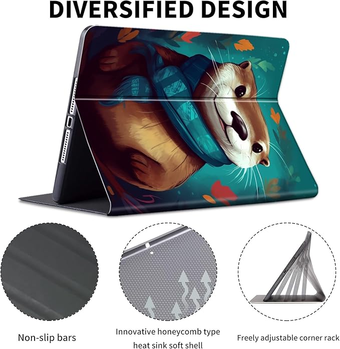 Case for 7" Kindle Paperwhite 12th Generation 2024 & Kindle Colorsoft Signature Edition,Leather Folio Adjustable Stand Cover Auto Wake/Sleep for Kindle Paperwhite 2024,Cute Otter Green