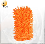 HARFINGTON 2pcs Car Wash Sponge 8.7" x 4.3" Chenille Microfiber Mitt Scratch-Free Absorbent Scour Scrubber Cleaning Sponge for Washing Detailing on Cars, Trucks, SUV, Boats, RVs, Orange