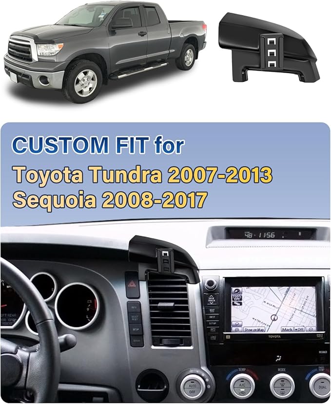 Car Phone Holder for Toyota Tundra 2007 2008-2013/Sequoia 2008-2012 2013 2014 2015 2016 2017 Accessories Automobile Cradles Magnetic Phone Mount Compatible with MagSafe, Strong Magnets Cell Phone Base