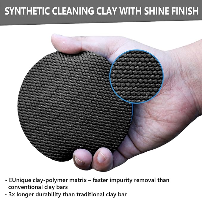 3" Clay Bar Pad | Synthetic Clay Disc Kit with Hand-Strap Applicator | Fine Grade Magic Clay Scrubber Pad for Car Detailing, Cleaning, Polishing, Paint Correction, and Deep Gloss Finish