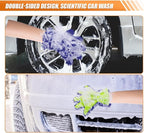 Craedli 2PCS Car Wash Mitts, Anti-Scratch Double Sided 5-Finger Microfiber Car Interior&Exterior Detailing Gloves, Soft Vehicle Chenille Dusting Mitt for Cleaning Wheel Tight Spot (Blue)
