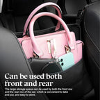 zipelo Car Handbag Holder Between Seats, PU Leather Multi-Pocket Large Capacity Purse Holder, Auto Net Bag Barrier of Backseat Pet Kids, Car Seat Organizers and Storage for Cargo Tissue Cup (Beige)