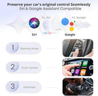 Wireless CarPlay adapter & wireless Android Auto adapter, 2-in-1 USB-A/USB-C dongle for factory wired CarPlay iOS 10+ & Android 11+ cars, easy to install, 3s auto-connect, 5.8 GHz Wi-Fi, Bluetooth 5.2
