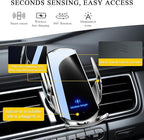 Ohleats Wireless Car Charger Mount, 15W Automotive Electric Wireless Charger Holder, Car Air Vent Mount Bracket Fast Charging for Most Smartphone, Universal Car Accessories (Silver)