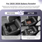 LUWU for 2025 2026 Subaru Forester Accessories Compatible with Forester Base/Premium/Sport/Limited/Touring 2025 2026 Armrest Console Secondary Storage Box Insert Tray ABS Material Black 2-Pack